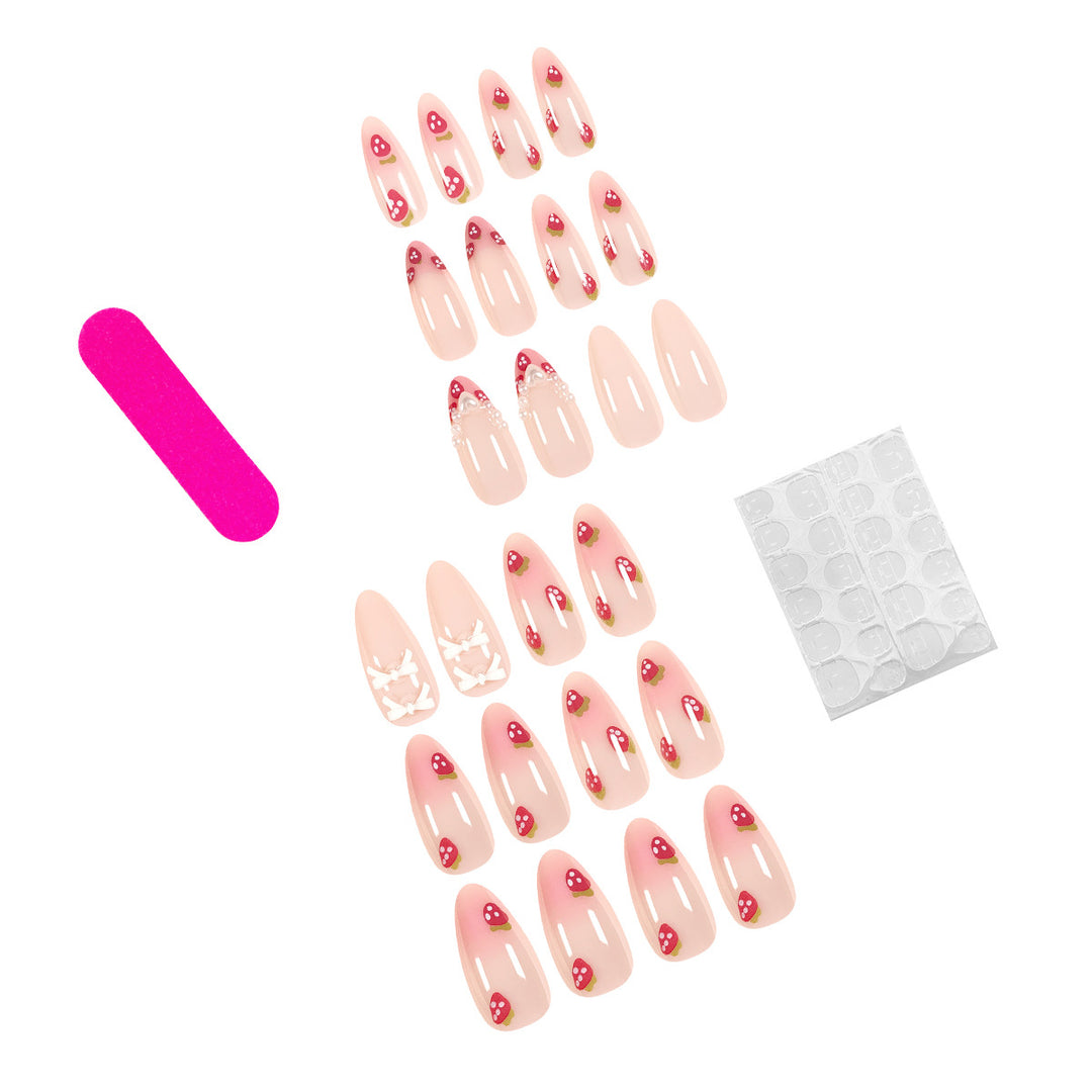 Artistic Stiletto Artificial Nails with Floral Accents Stornfield