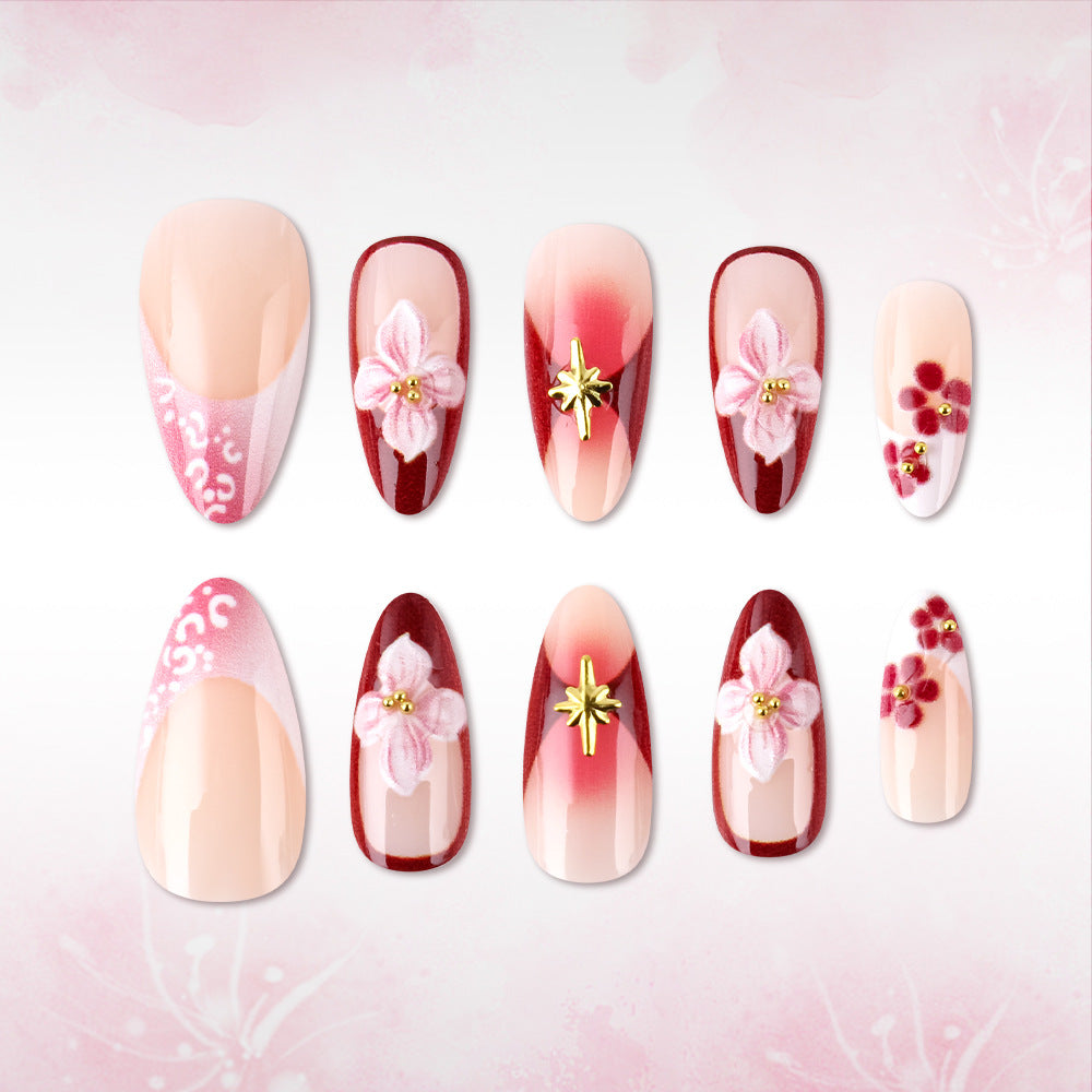 Artistic 3D Floral Sculpted Press-On Nails Stornfield