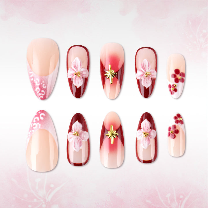 Artistic 3D Floral Sculpted Press-On Nails Stornfield