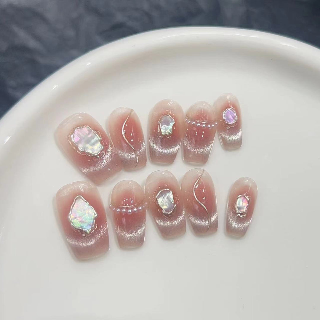 Decorative Press-On Nail Collection with Gemstone Accents Stornfield