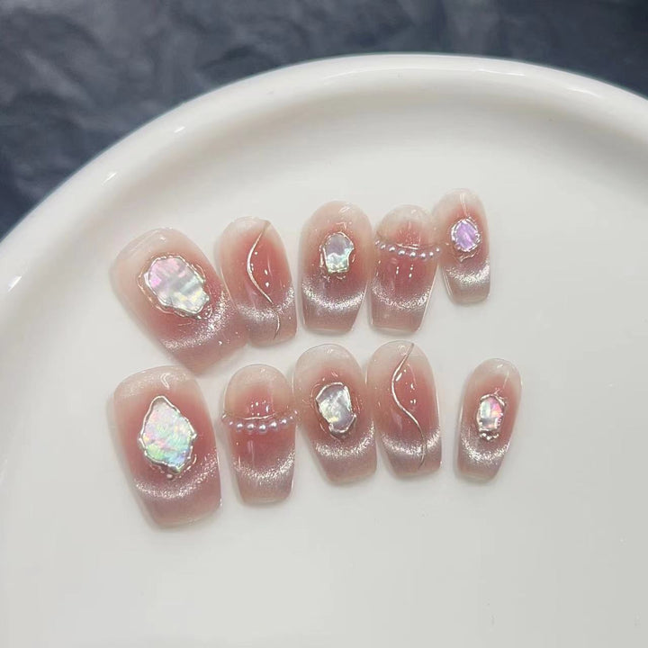Decorative Press-On Nail Collection with Gemstone Accents Stornfield