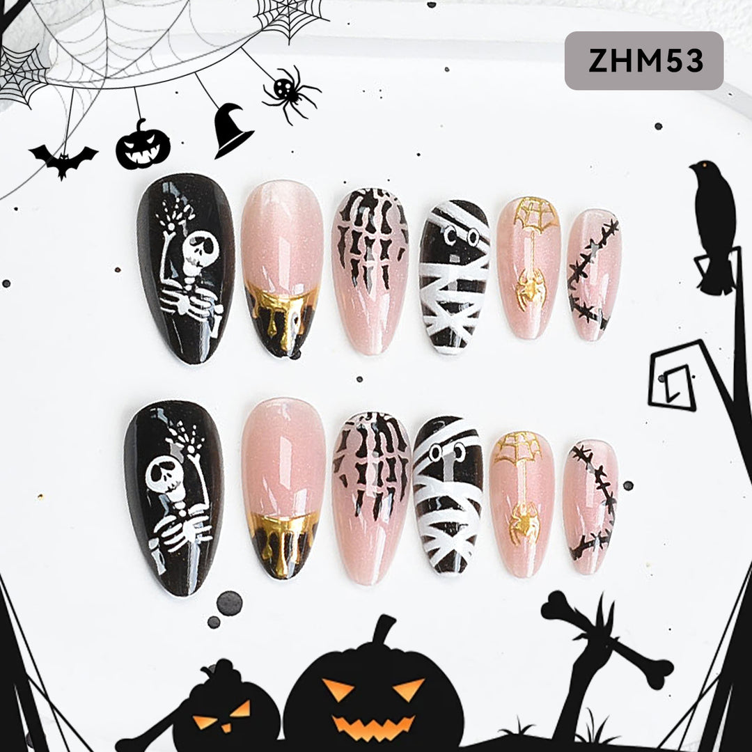 Halloween-Themed Artistic Press-On Nail Set Stornfield