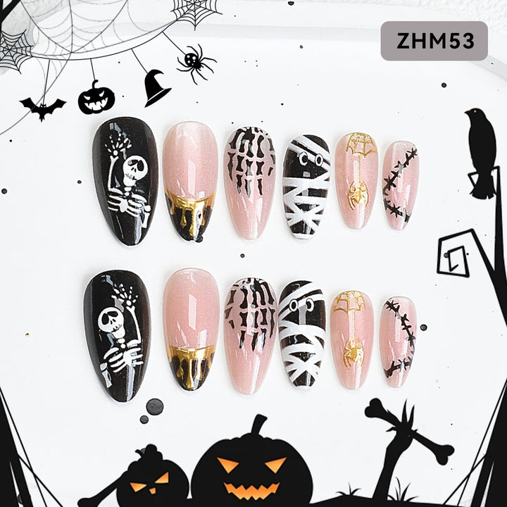 Halloween-Themed Artistic Press-On Nail Set Stornfield
