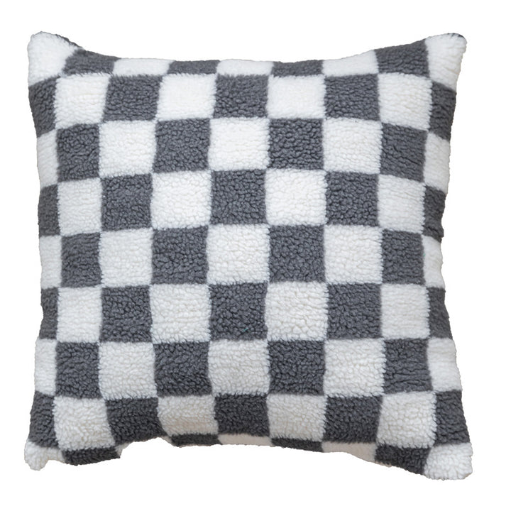 Checked Plush Throw Cushion