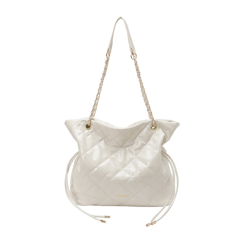Quilted Patent Leather Slouchy Tote Bag