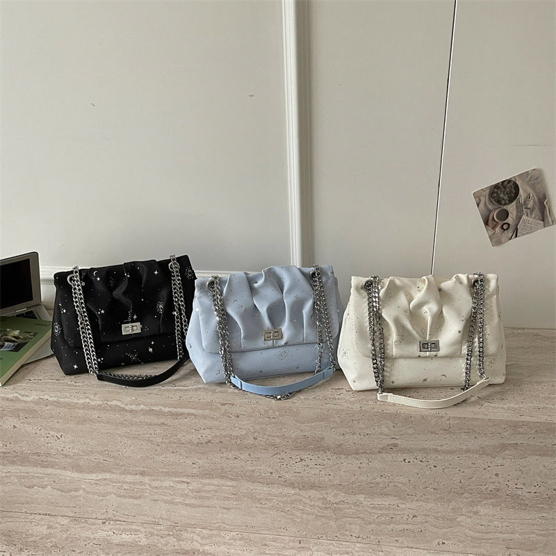 Stylish Chain-Accented Handheld Shoulder Bag