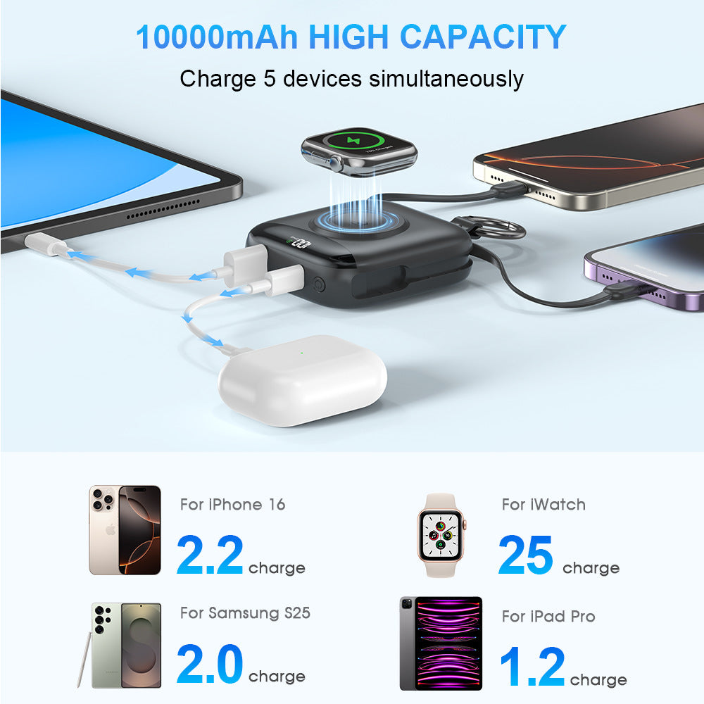 Portable inductive charger with integrated battery and LCD display Stornfield