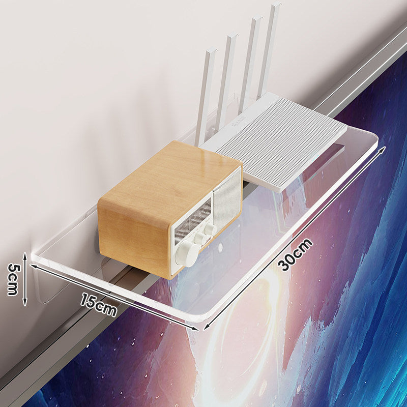 Clear Acrylic TV-Edge Corner Shelf for Small Plants and Remote Organizer