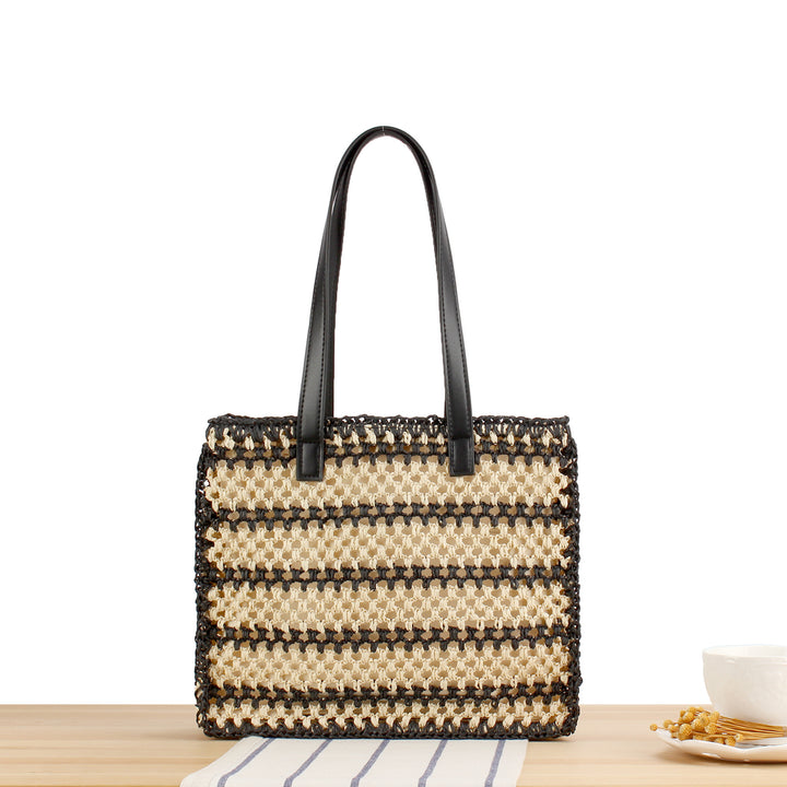 Braided Tote Bag with Elegant Leather Handle Stornfield