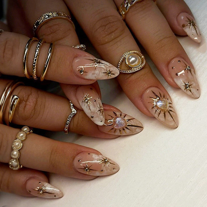 Creative nail art set with leopard pattern and glitter accents Stornfield