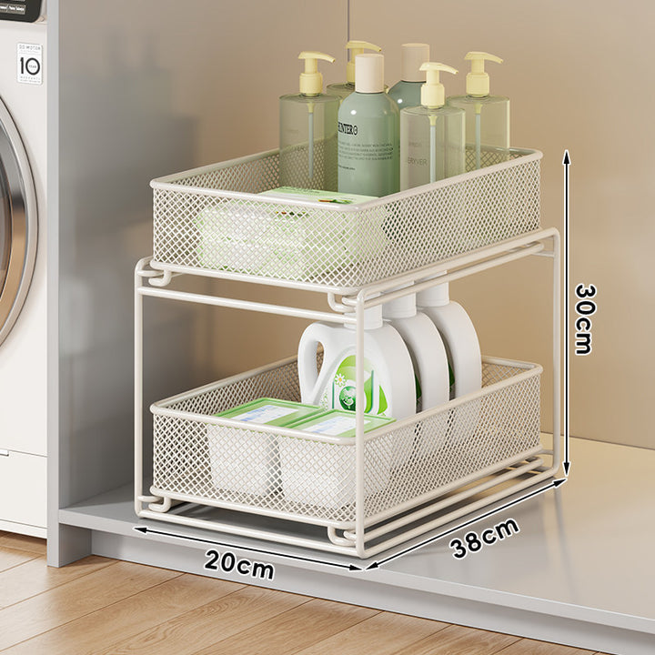 Three-Tier Vertical Mesh Pull-Out Under-Counter Storage Organizer