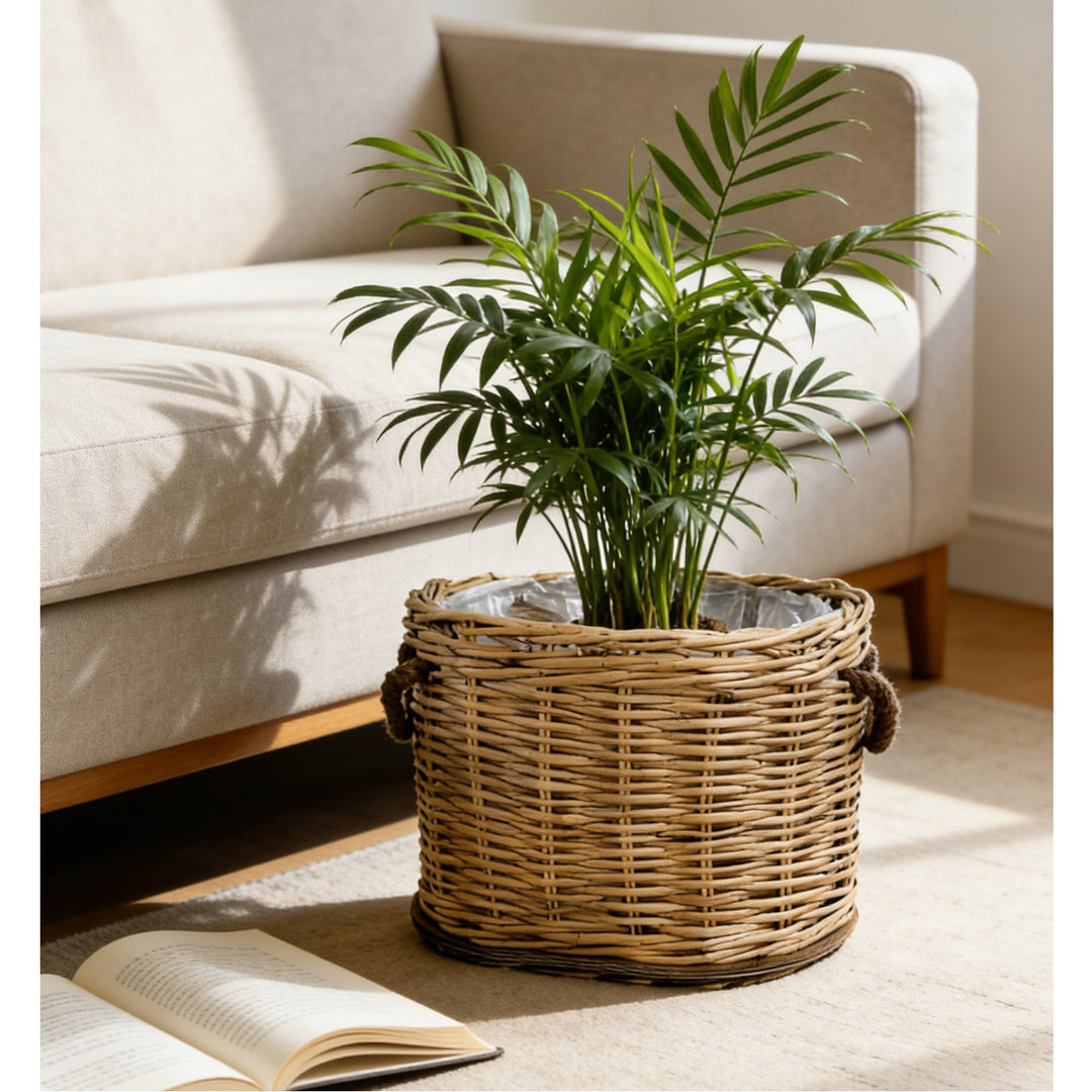 Handwoven storage basket with carrying handles Stornfield
