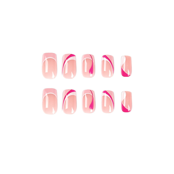 Acrylic nail extensions with elegant gradient and curved accents Stornfield