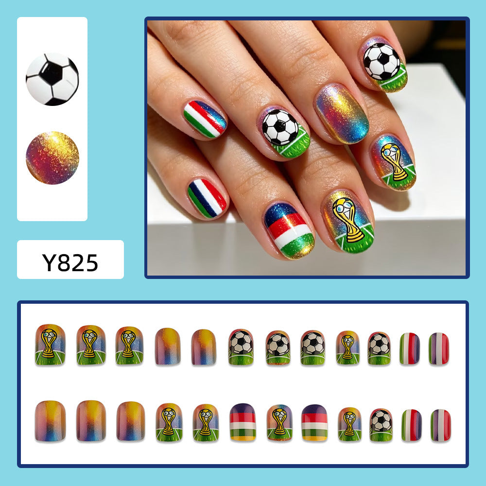 Artificial nails with soccer motif and glitter effects Stornfield
