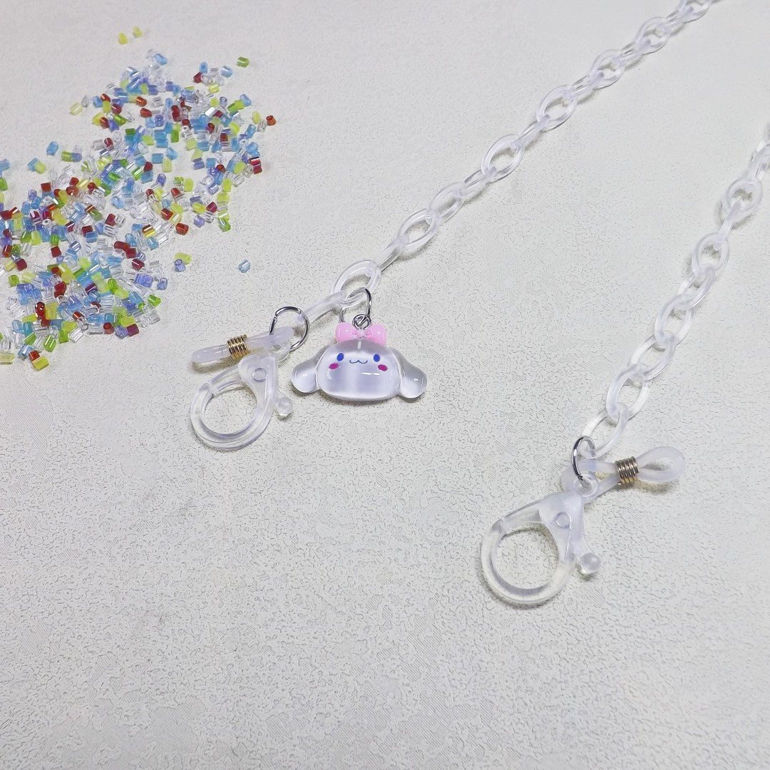 Playful glasses holder chain made of transparent material Stornfield