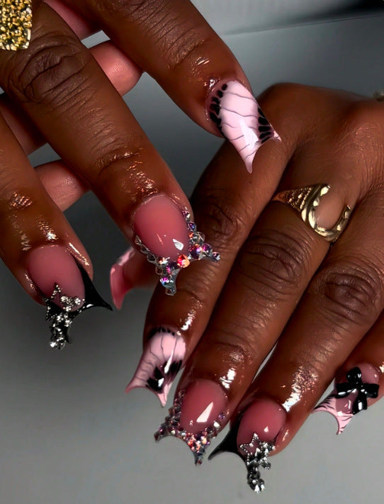 Artistic Gem-Embellished Stiletto Press-On Nails Stornfield