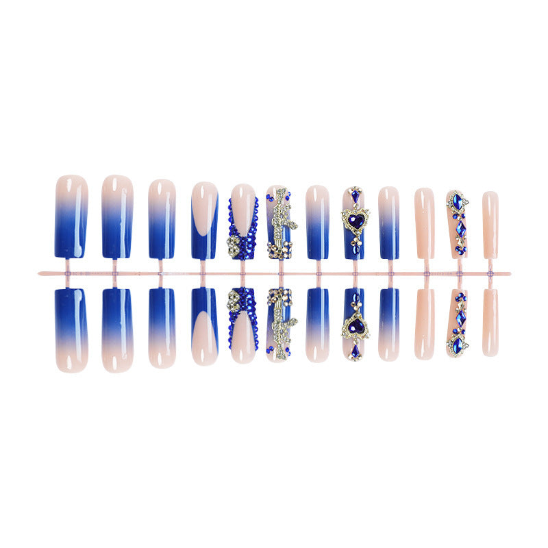 Artistic Rhinestone-Embellished Press-On Nail Art Set Stornfield