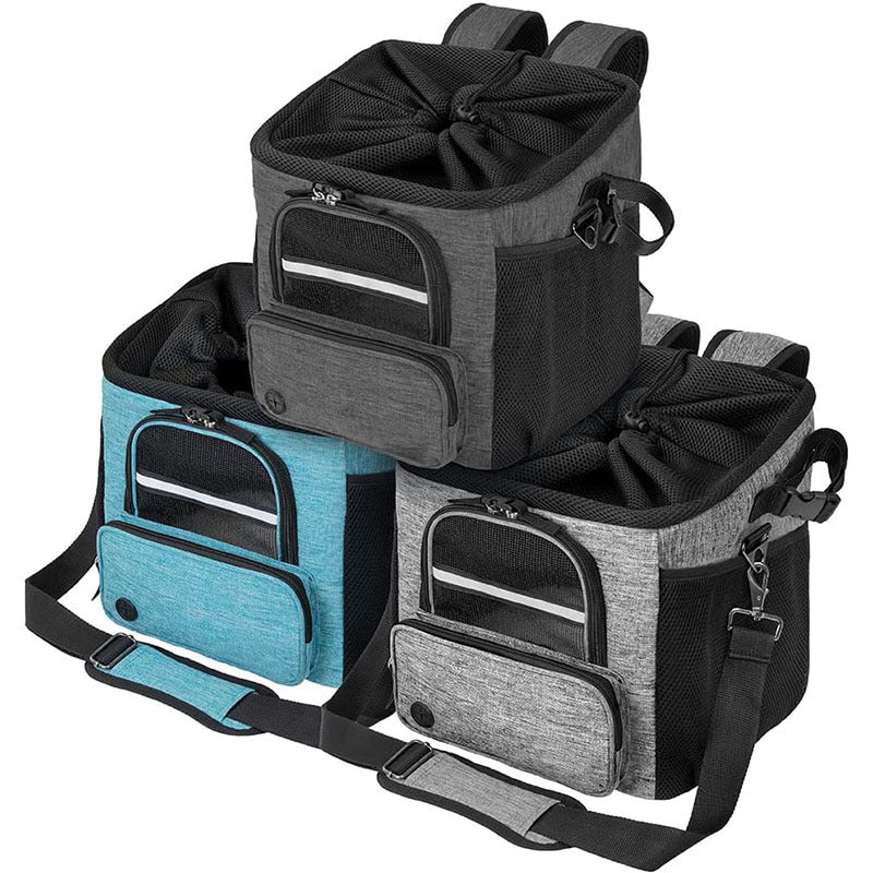convertible front-mount pet transport backpack with reinforced base, breathable mesh canopy, padded straps and detachable shoulder sling Stornfield