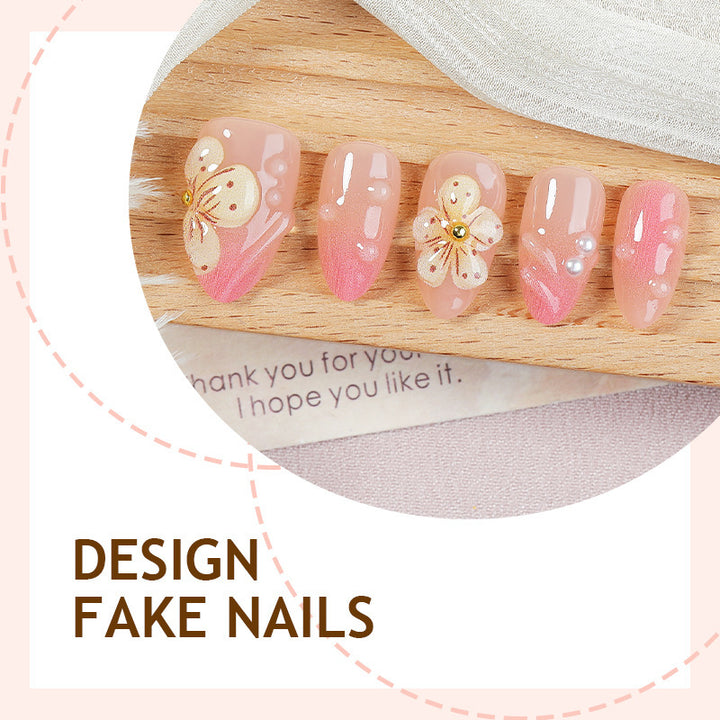 Acrylic nail set with creative floral accents Stornfield