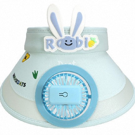 Sun protection with integrated battery fan, adjustable chin strap and cute bunny design Stornfield
