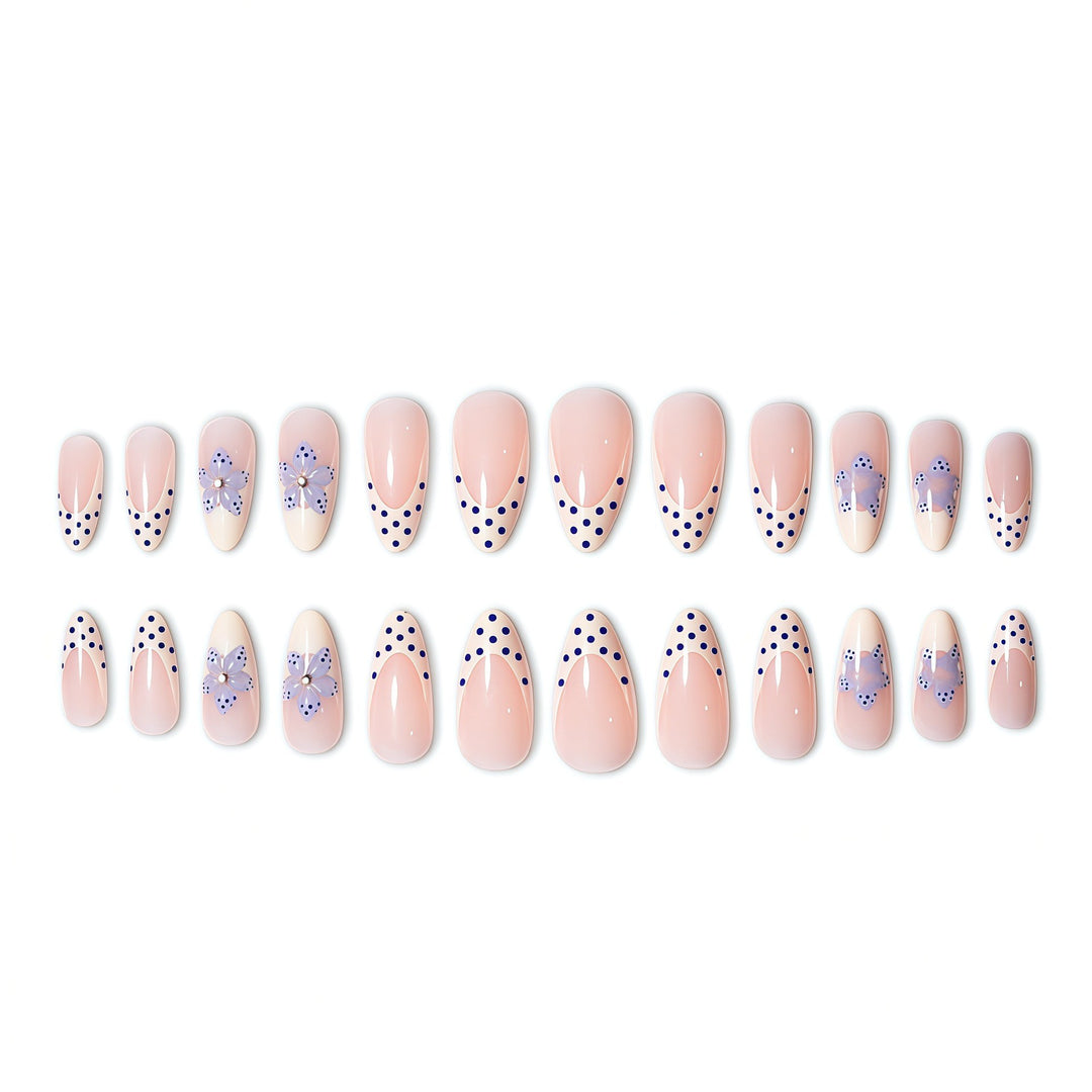 Artistic Floral White Tip Press-On Nails Stornfield
