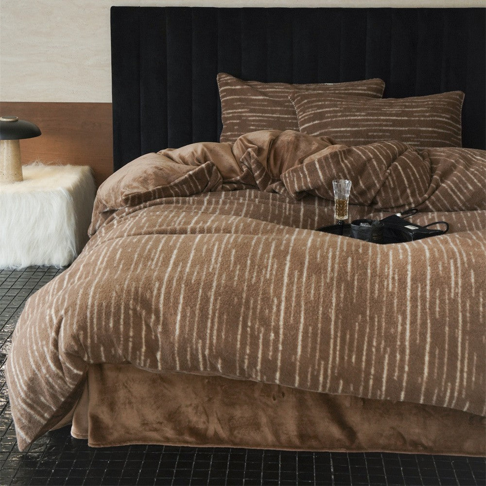 Plush Velvet Duvet Cover & Comforter Set with Subtle Striation Pattern