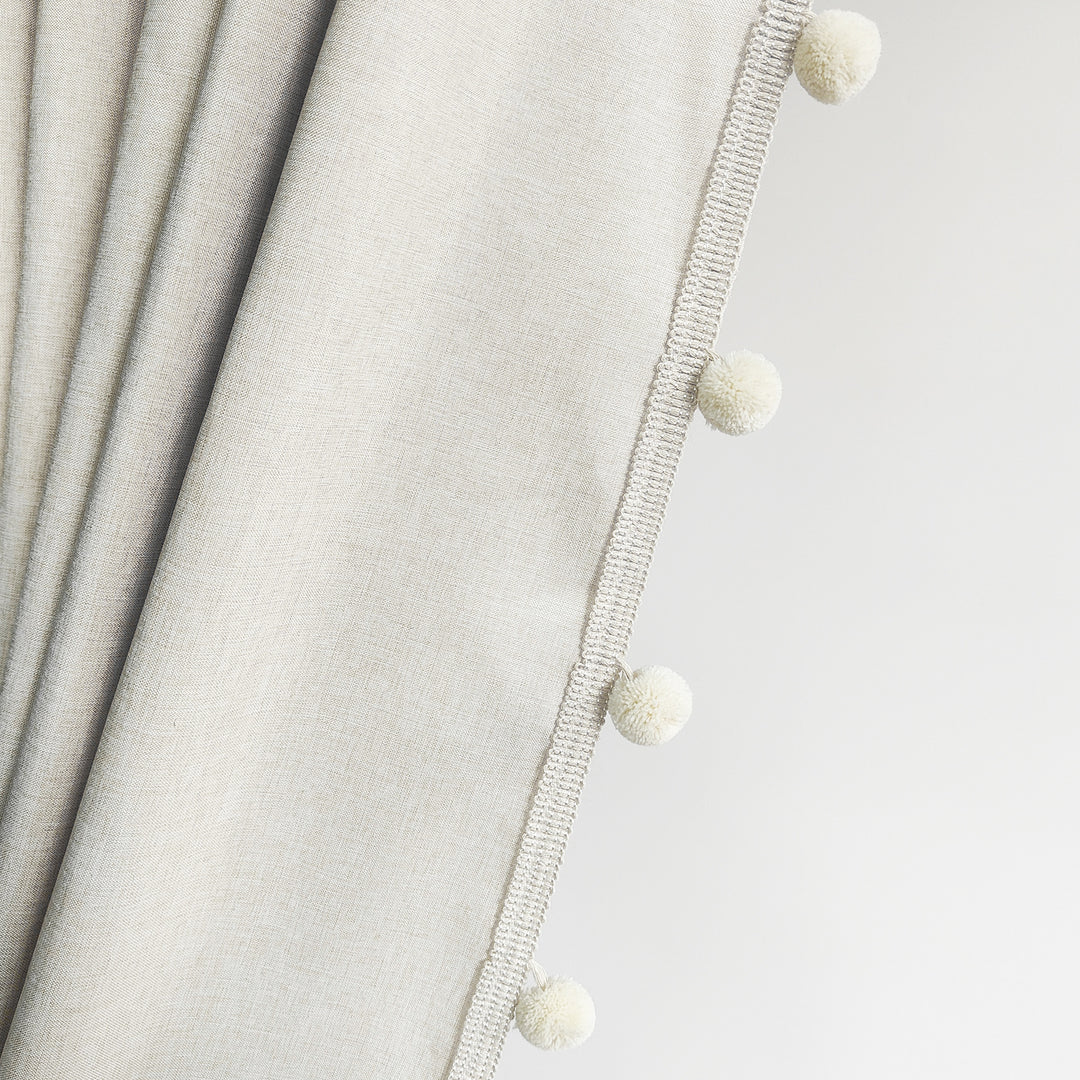 Textured Pom Pom Trim Shower Curtain Stornfield