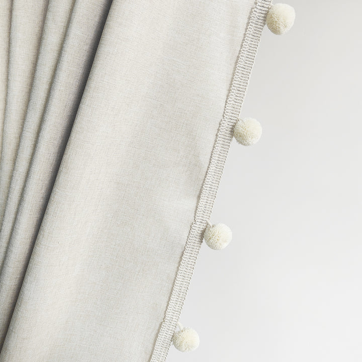 Textured Pom Pom Trim Shower Curtain Stornfield