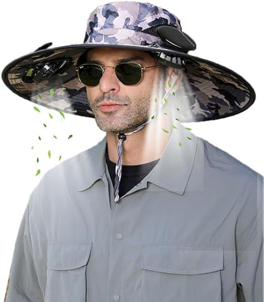 Outdoor sun hat with wide brim, integrated ventilation, UV protection, and chin strap Stornfield