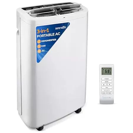 Unisex one size compact ventilated portable air conditioner and dehumidifier with whisper-quiet fan remote control digital thermostat wheels Stornfield