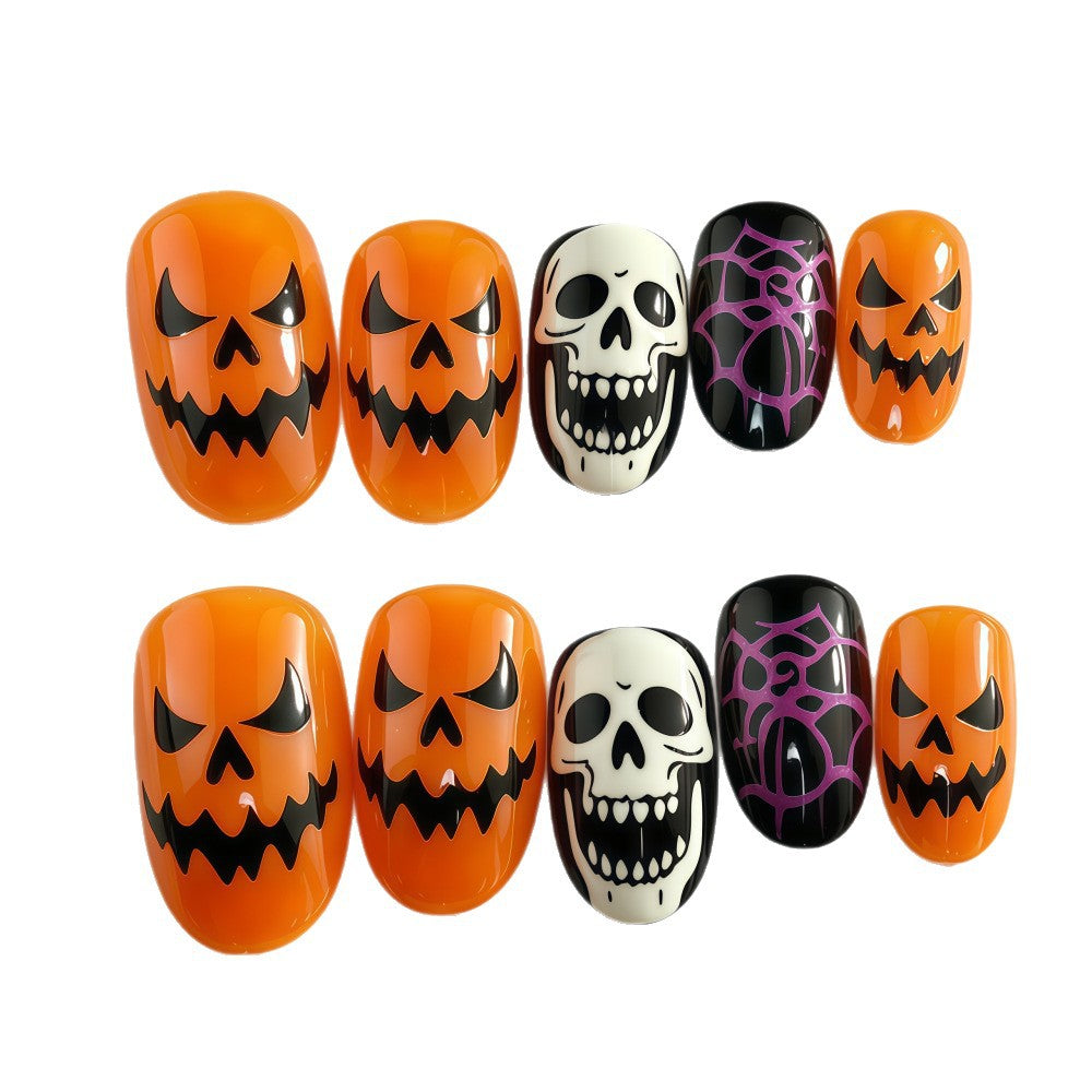 Halloween Artificial Nails in Creative Pumpkin and Skull Design Stornfield