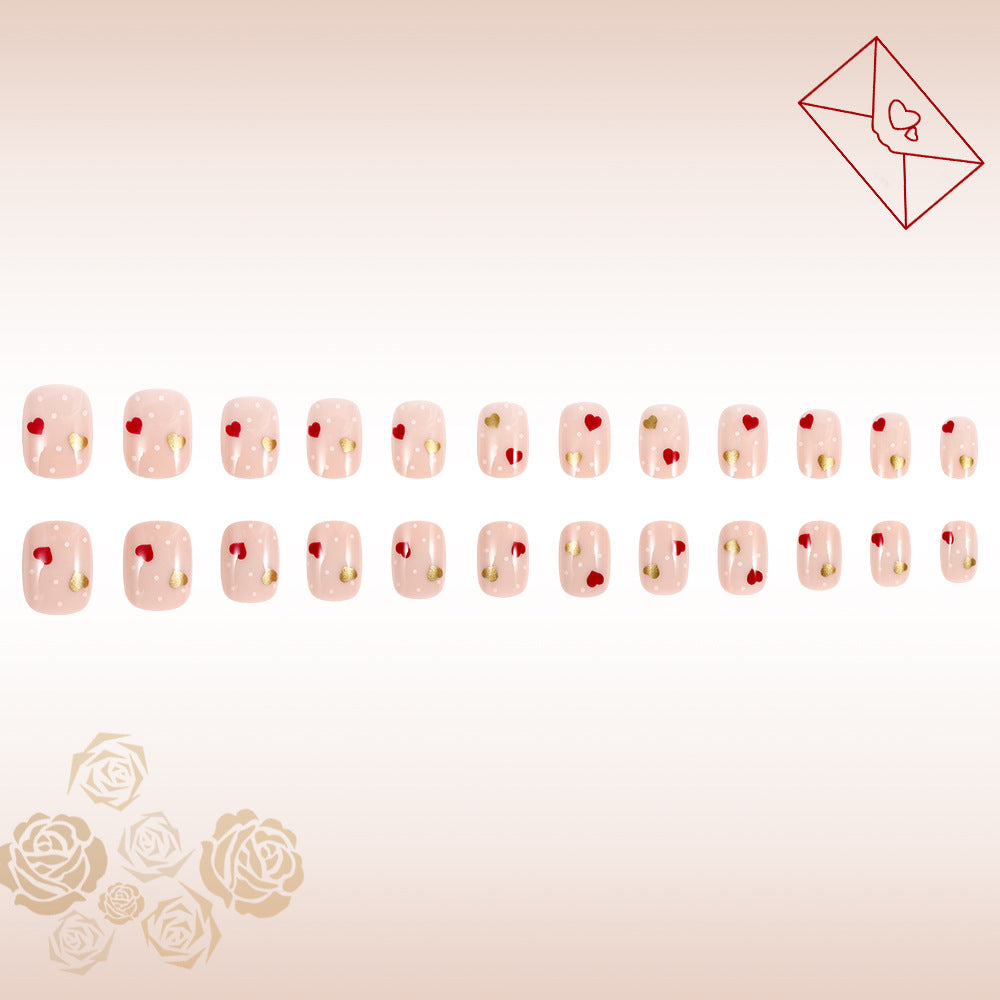 Romantic Heart-Embellished Press-On Nails Stornfield