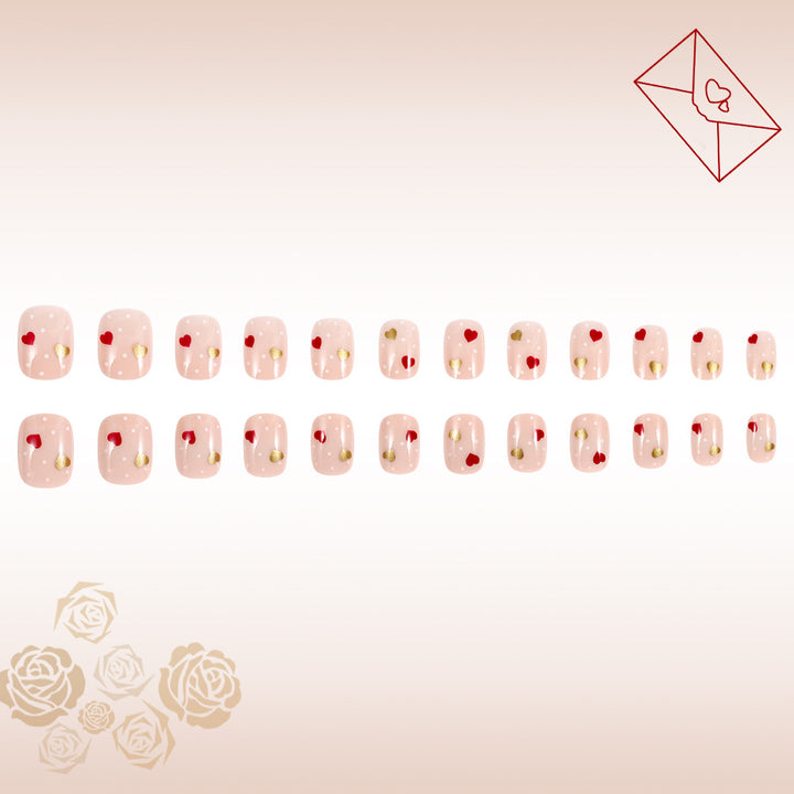 Romantic Heart-Embellished Press-On Nails Stornfield
