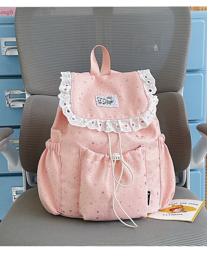 Star Print Ruffled Backpack Stornfield