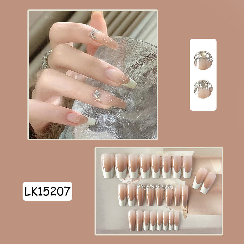 Decorative Press-On Nail Tips with Rhinestone Accent Stornfield
