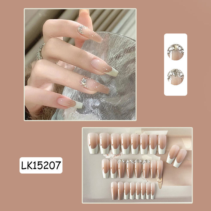 Decorative Press-On Nail Tips with Rhinestone Accent Stornfield