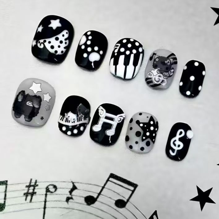 Artistic Coffee-Inspired Press-On Nail Art Set Stornfield