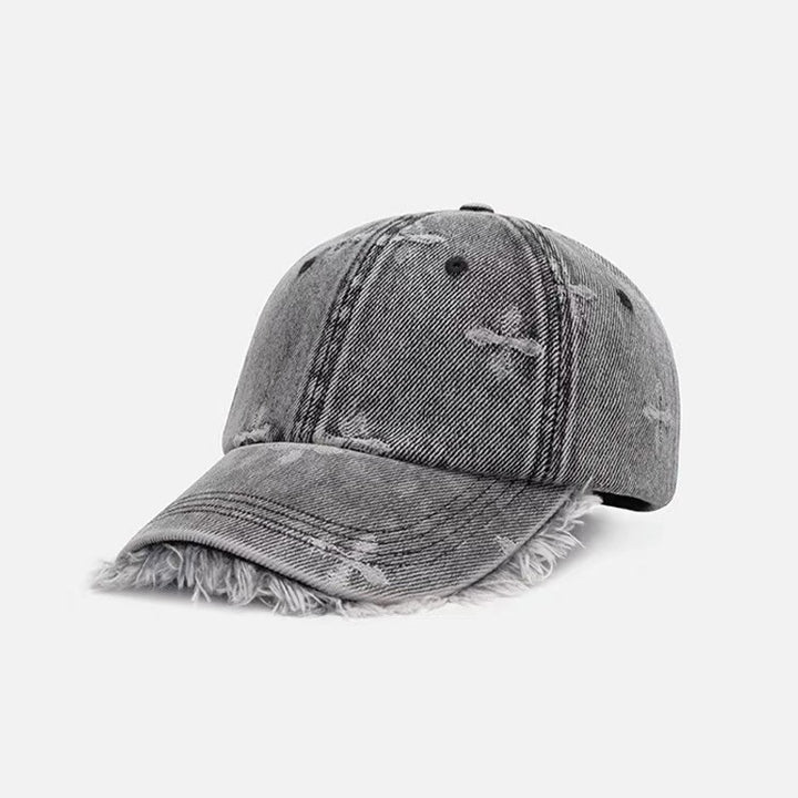 Women's Distressed Denim Fringe Baseball Cap Stornfield
