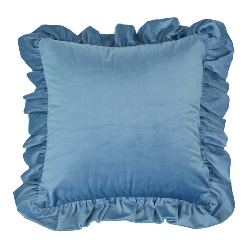 Plush Velvet Ruffled Rectangular Pillow Sham with Hidden Zipper