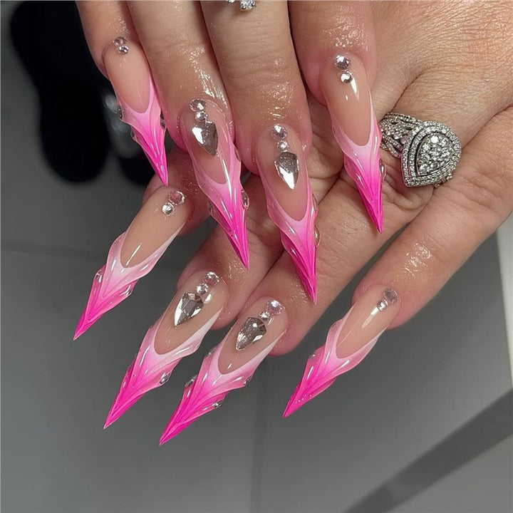 Stiletto Press-On Nail Extensions with Rhinestone Accents Stornfield