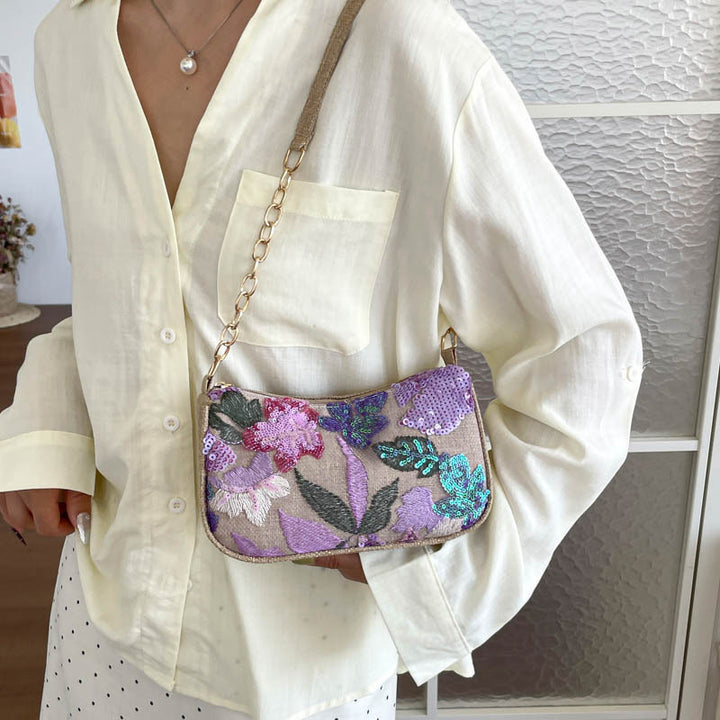 Embroidered Floral Evening Clutch