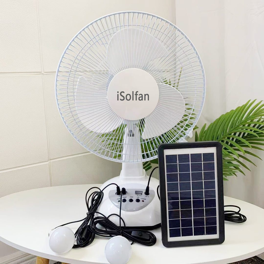 Ladies portable solar-powered fan with integrated lighting system Stornfield