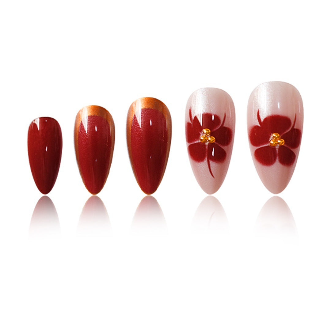 Artistic Press-On Nail Art Set with Floral Accents Stornfield
