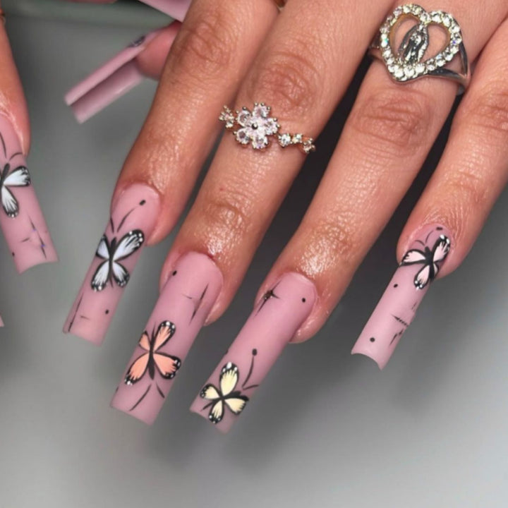 Artistic Floral Ombre Nail Tips Stornfield