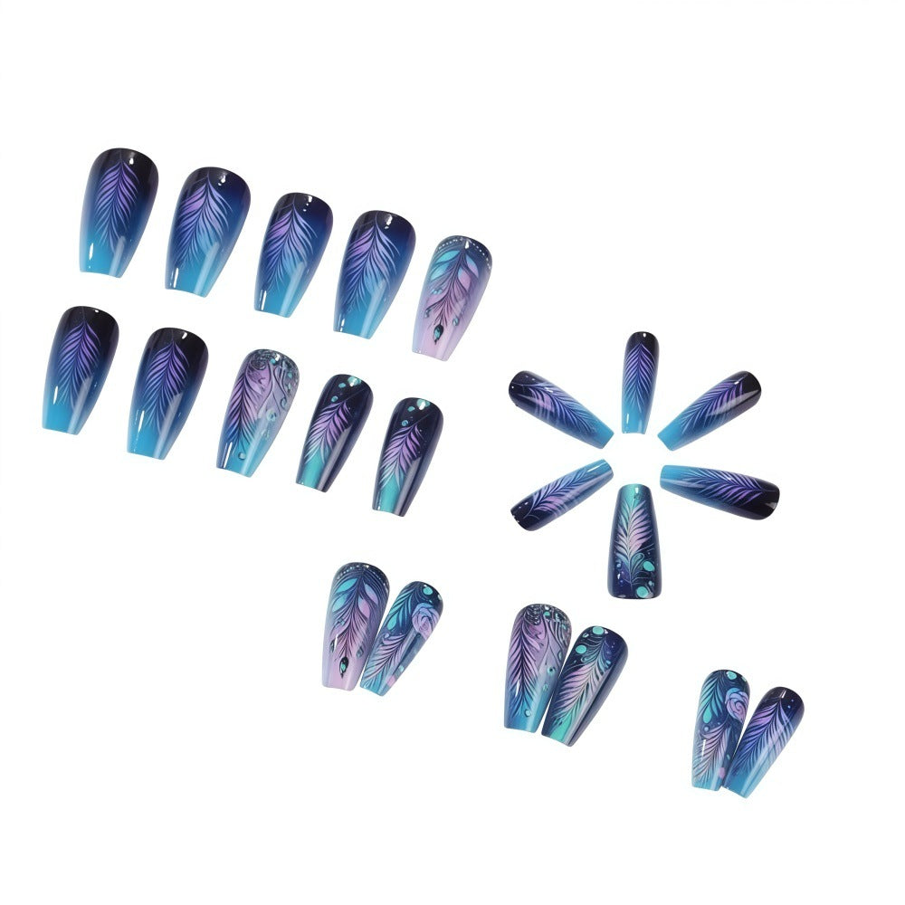 Artistic design nails with feather decoration Stornfield