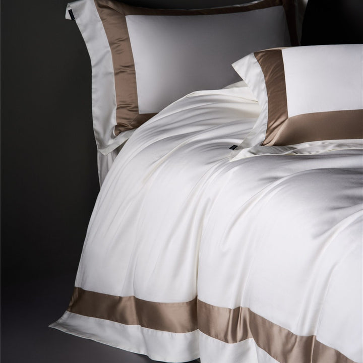 Luxury Satin Duvet Cover Set with Contrast Border and Pillow Shams