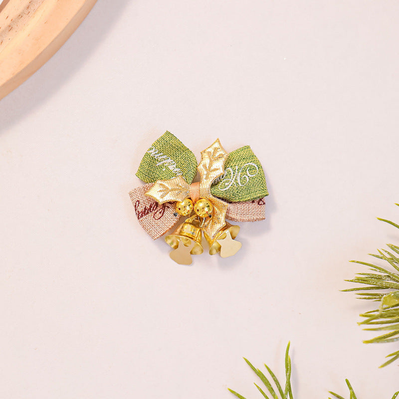 Festive hair bow with bells and Christmas motif Stornfield