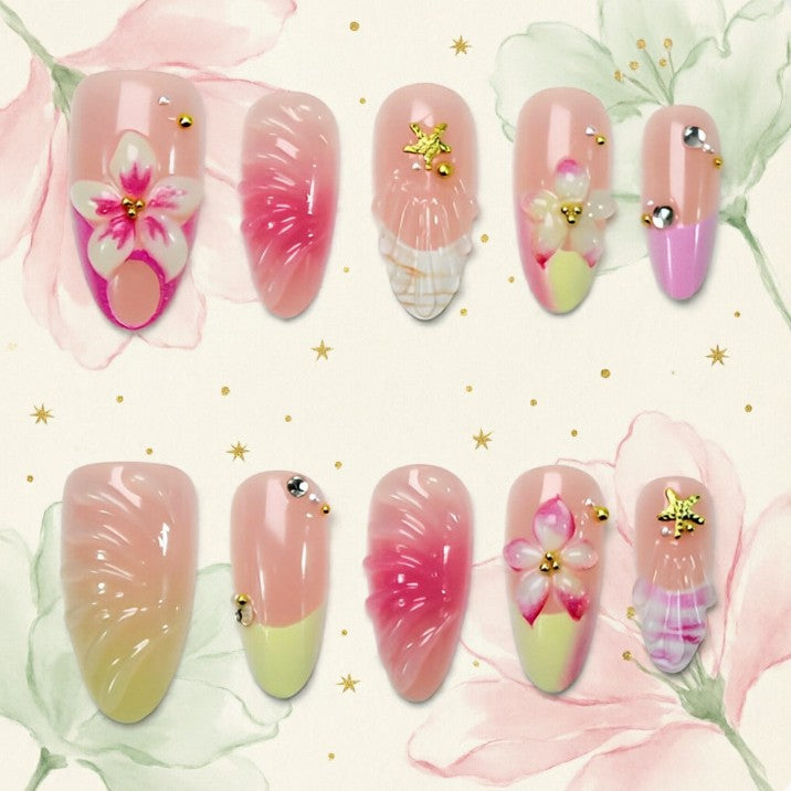 Artificial nails with floral 3D motifs Stornfield