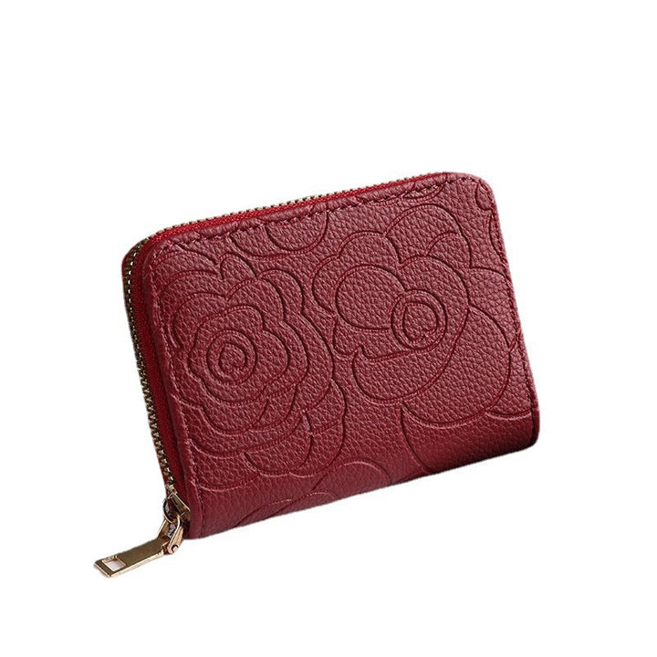 Floral Embossed Zip-Around Wallet