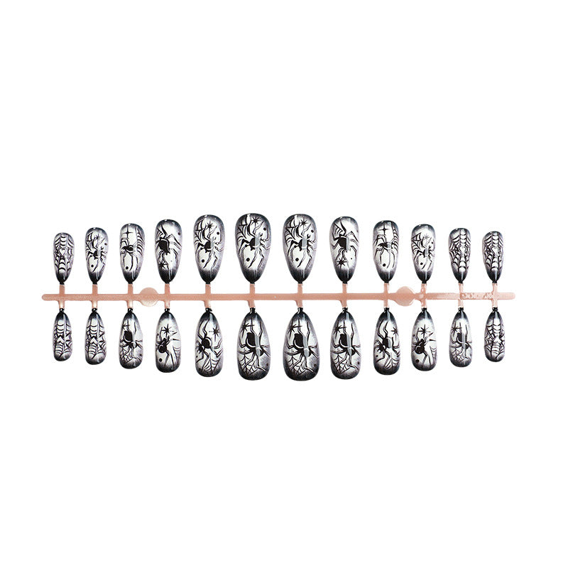 Gothic Spider-Themed Press-On Nail Art